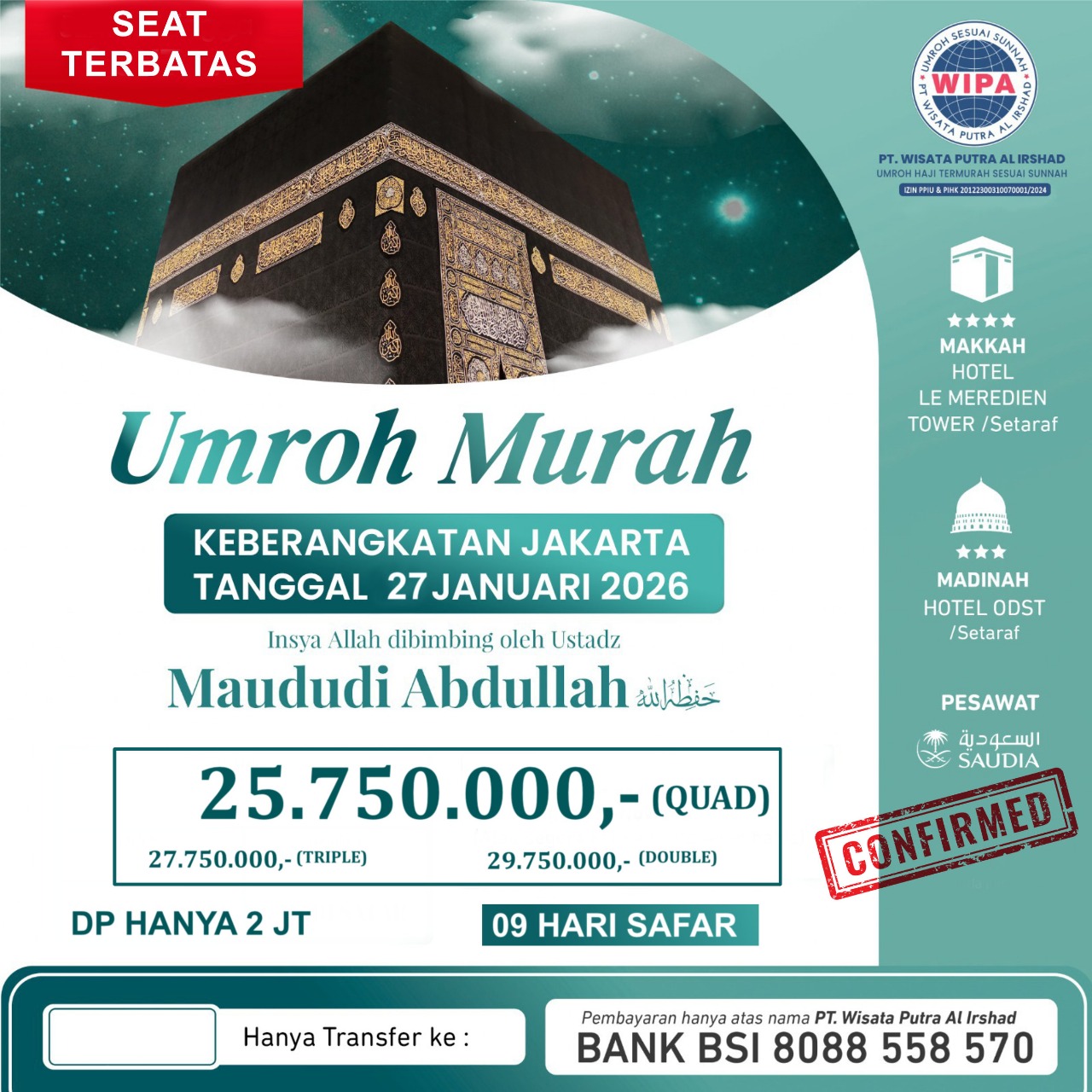 UMROH MURAH JANUARI 2026 CONFIRMED ALL IN