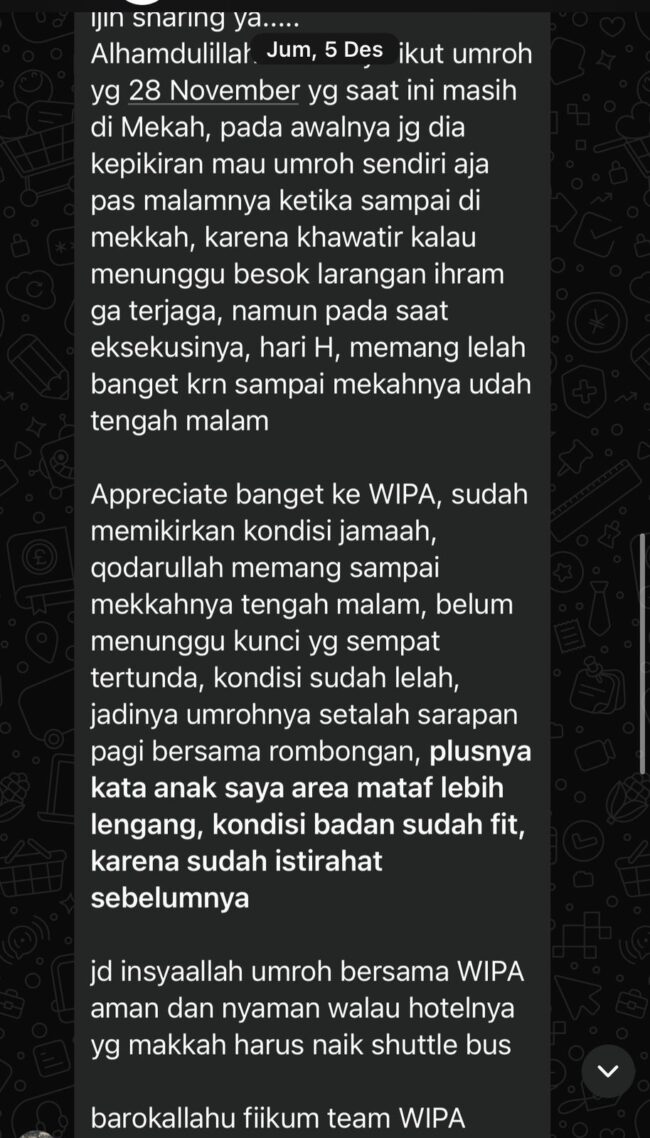 Testimoni Jamaah Wipa Tour