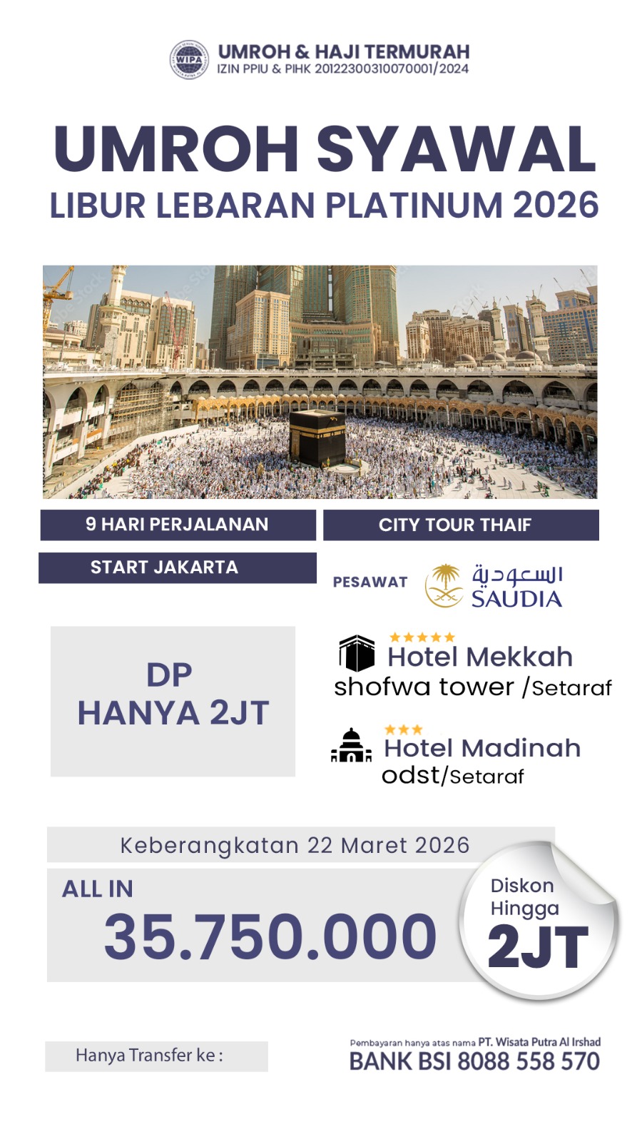 UMROH SYAWAL LIBUR LEBARAN 2026 (PLATINUM) UMROH SYAWAL LIBUR LEBARAN 2026 (PLATINUM)