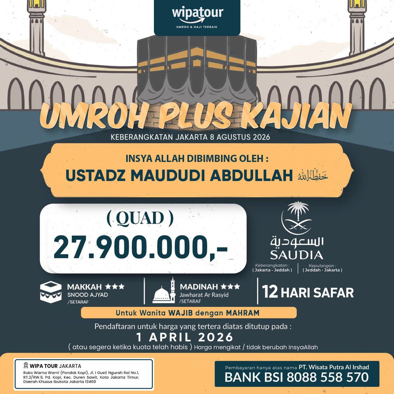 UMROH PLUS KAJIAN (12 HARI) 8 AGUSTUS 2026