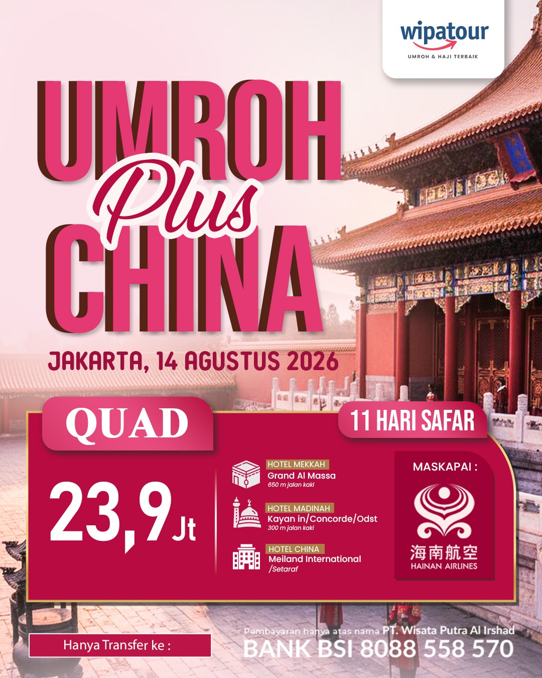 UMROH PLUS CHINA 11 HARI UMROH PLUS CHINA 11 HARI